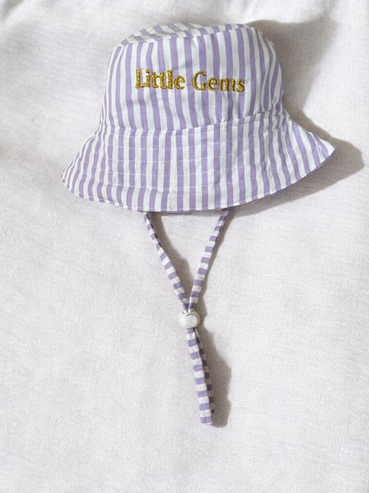 Purple and white kids bucket hat